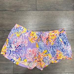 Lilly Pulitzer, Purple Floral, Draw String Shorts, Size XL